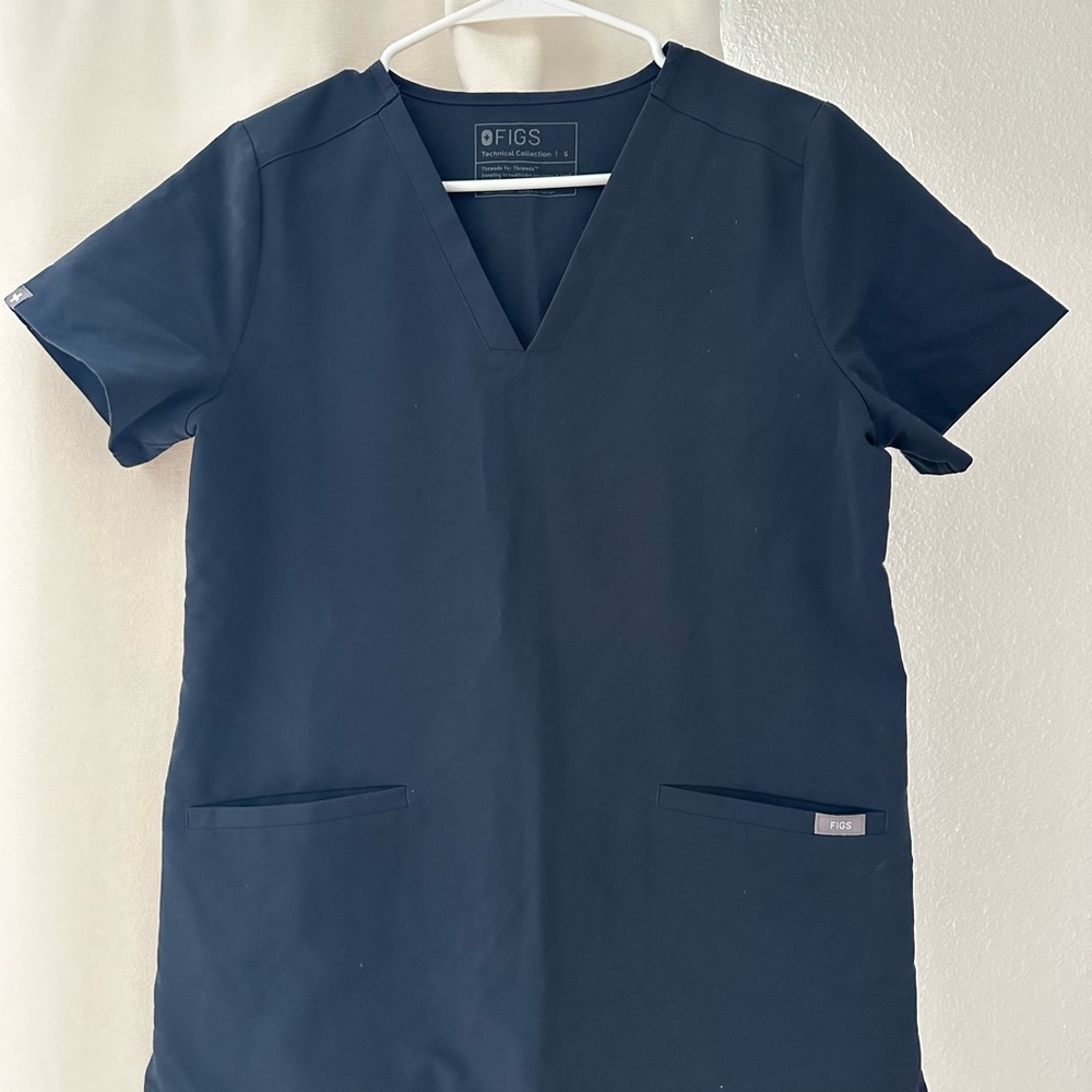 Figs Navy Short-Sleeve V-Neck Scrub Top